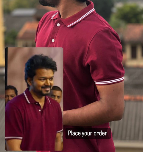Thalapathy 68 Vijay - Maroon Polo T-shirt