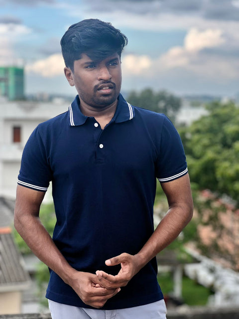 Vijay  - Navy Blue Polo T-shirt