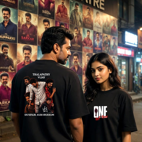 One Last Time Front side / En Nenjil kudi irukkum Thalapathy Back Side - Tamil Oversize Tee