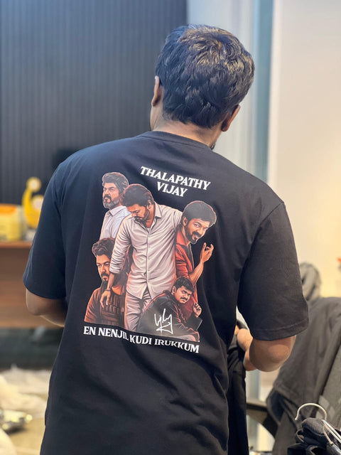 One Last Time Front side / En Nenjil kudi irukkum Thalapathy Back Side - Tamil Oversize Tee