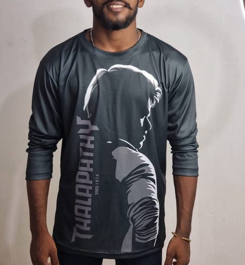 THALAPATHY SIDE POSE FULL SLEEVE    Goat - Greatest Of All Time Black Sports Jersey full sleeve