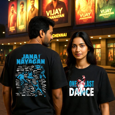 Vijay Movie Collection  Backside  / One Last Dance Thalapathy Front side  - Tamil Oversize Tee