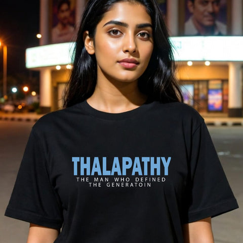 Thalapathy Who defined Generation Front Only Printed  - Vijay Jananayagan Tamil Oversize Tee
