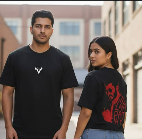 Thalapathy Jananayagan Front and Back T-shirt   - Tamil Oversize Tee