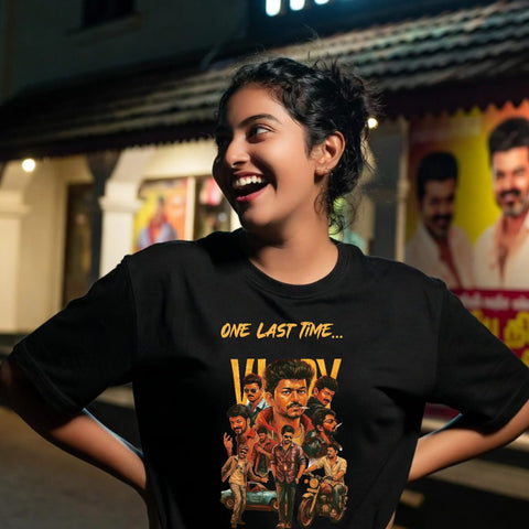 One Last Time Front Only Printed - Thalapathy Oversize Tee