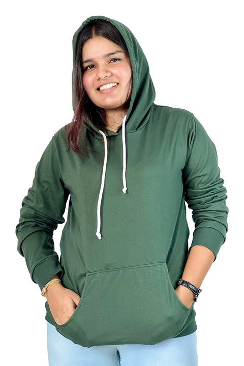 Dark Green Plain Hoodie - TAMILCLOTHING.COM