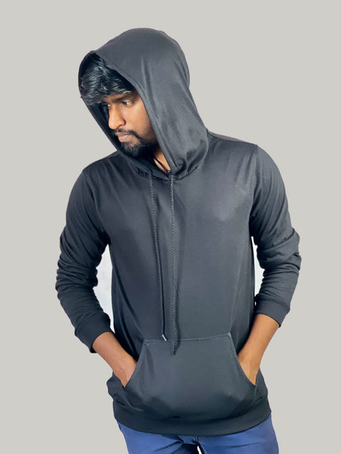Plain Black Hoodie - TAMILCLOTHING.COM
