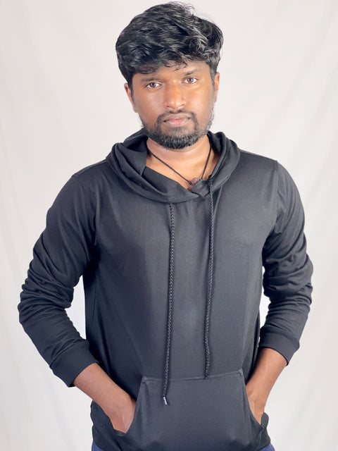 Plain Black Hoodie - TAMILCLOTHING.COM